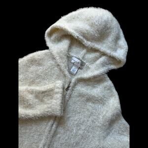 Anthropologie Between You & Me Hoodie Womens XL Zip Ivory Sweater Cardigan